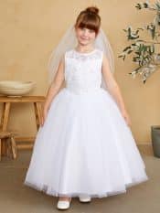 First Communion Dress Beaded Bodice Ankle Length