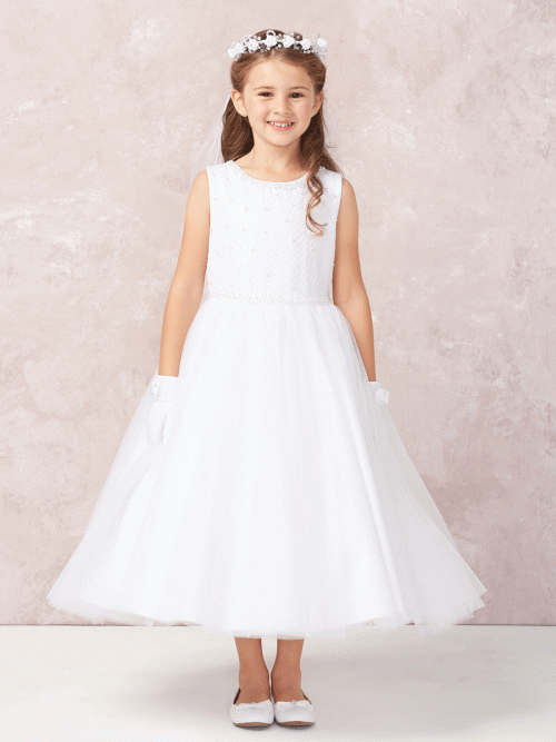 First Communion Dress with Sequin Criss Cross Bodice