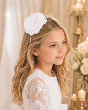 First Communion Headband with Large Flower
