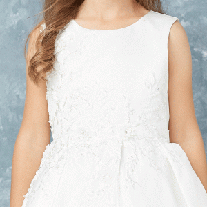 Satin-High-Low-First-Communion-Dress-with-3D-Floral-Lace-Applique-Close