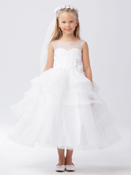 Satin-and-Lace-Holy-Communion-Dress-with-Layered-Skirt