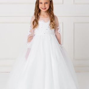 Beautiful Floor Length First Communion Gown with Detachable Train