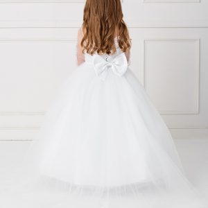 Beautiful Floor Length First Communion Gown with Detachable Train Back
