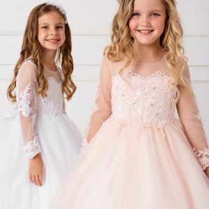 Beautiful Floor Length First Communion Gown with Detachable Train for New Season