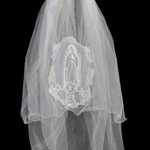 Catholic First Communion Veil with Embroidered Virgin Mary