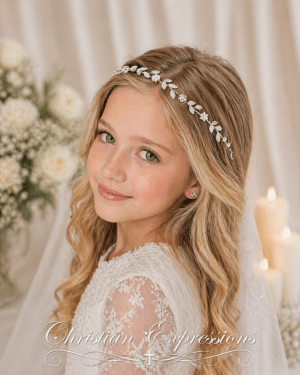 Delicate Rhinestone Floral First Communion Hair Wreath