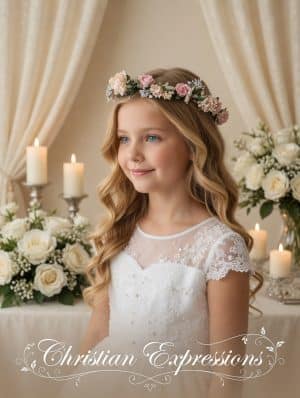First Communion Floral Crown Headpiece