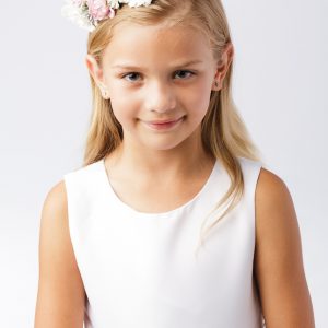 First Communion Floral Crown Wreath Headpiece with Large Multi Color Flowers