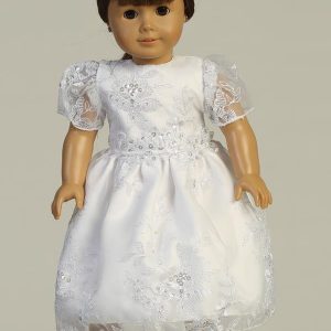 Embroidered organza with sequins First Communion Doll Dress