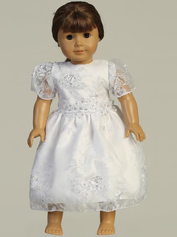 Embroidered organza with sequins First Communion Doll Dress