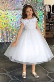 Flower Trim Tulle First Communion Dress