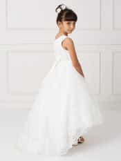 Girls Satin First Communion Dress with Lace Train