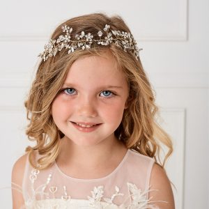 Gold Floral First Communion Spray Hairband