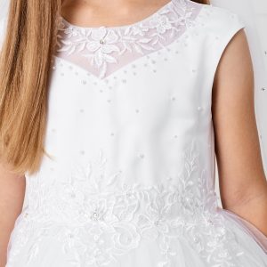 Gorgeous First Communion Dress with Lace Satin and Tulle Bodice