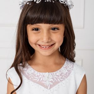 Gorgeous White First Communion Dress with Lace Satin and Tulle Top