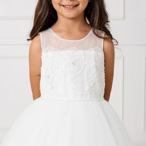 Lace First Holy Communion Dress with Mesh