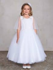 Holy Communion Dress Beaded Lace Bodice with attached Cape