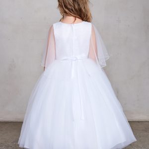 New Style First Communion Dress with Organza Cape Back
