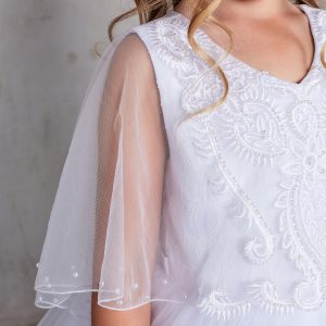 New Style First Communion Dress with Sheer Organza Cape