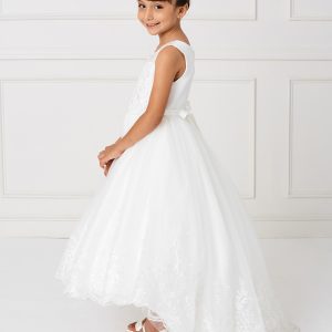 New Style Satin First Communion Dress with Lace Train