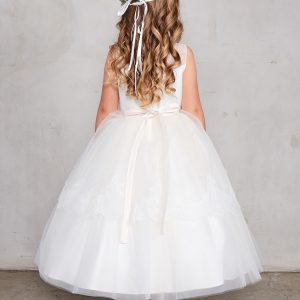 New Style Tea Length White Lace Organza First Communion Dress