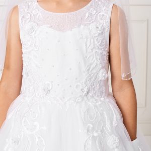Pretty Ankle Length Lace Mesh Bodice First Communion Dress for 2020