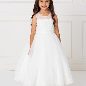 Pretty Lace First Communion Dress with Mesh