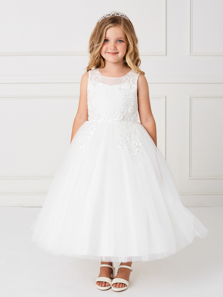 Stylish Ankle Length Lace Mesh First Communion Dress for 2020