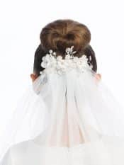 First Communion Comb Veil First Communion Comb Veil Organza flowers and rhinestones, pearls and crystals
