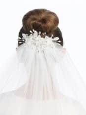 First Communion Veil on comb - Organza flowers and rhinestones