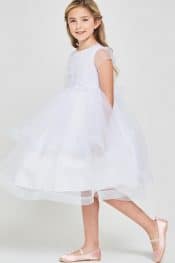 White Embroidered sequins first communion dress