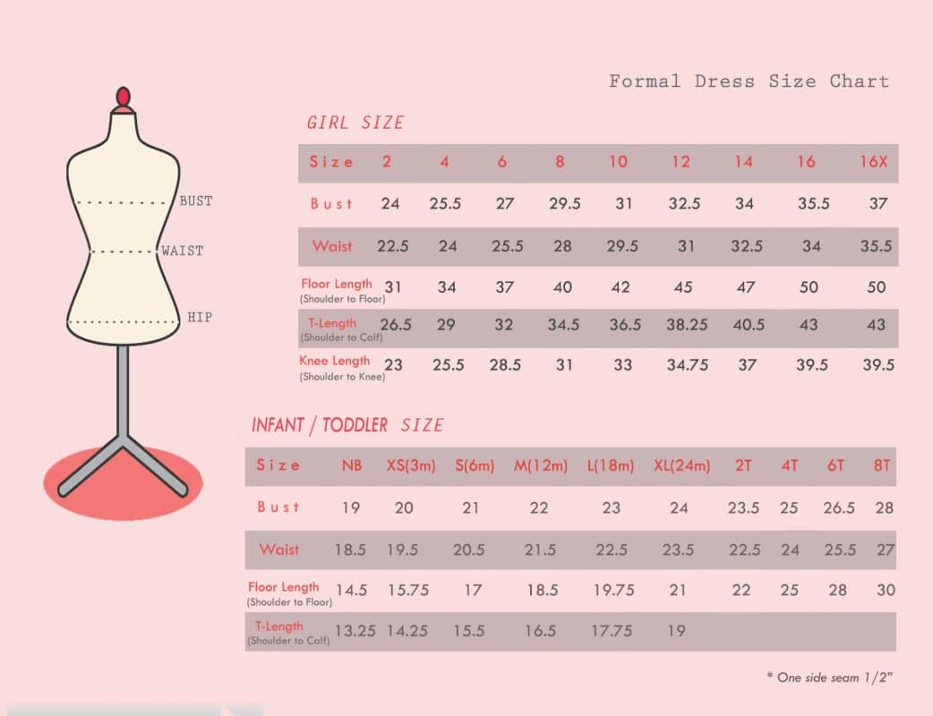 FORMAL DRESS SIZE CHART