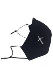 Black Cotton First Communion Face Mask with Cross