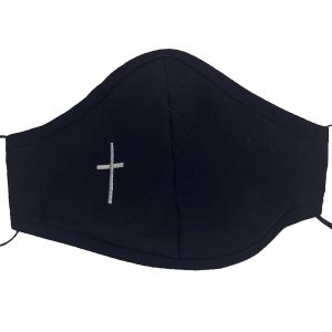 Black First Communion Face Mask with Cross for Boys
