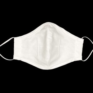 White Cotton First Communion Face Mask with Cross