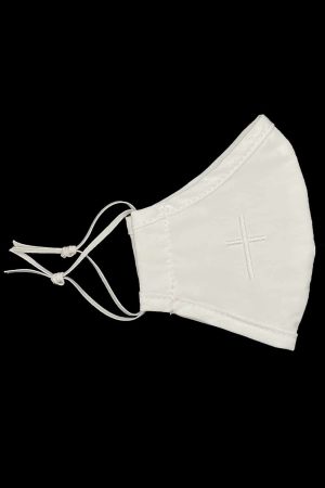 White First Communion Face Mask with Cross for Kids
