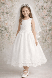 Corded Lace on Tulle Communion Dress
