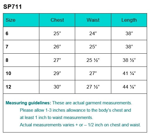 First Communion Dress Size Chart sp711
