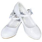 White Patent Leather First Communion Shoes with Bow