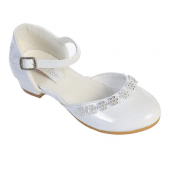 First Communion Shoes with rhinestone flowers
