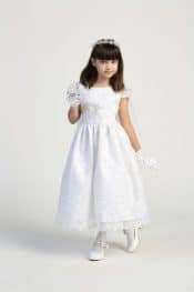 Size 12 Embroidered First Communion Dress with Cap Sleeves