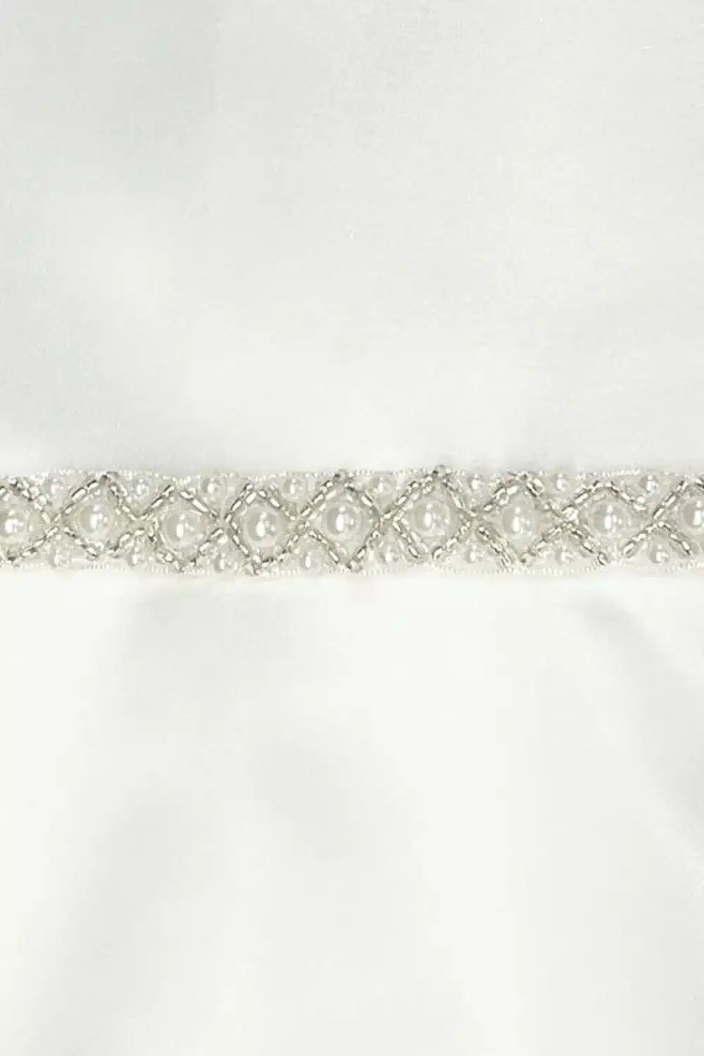 A Line Satin First Communion Dress with Pearl Waist 2 A Line Satin First Communion Dress with Pearl Waist - Image 2