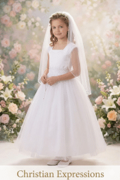 Pleated Cap Sleeve First Communion Dress