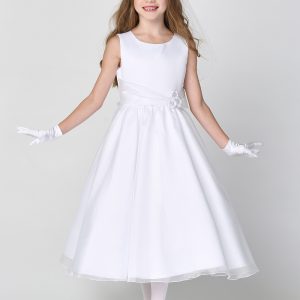 A Line First Communion Dress with crystal organza skirt