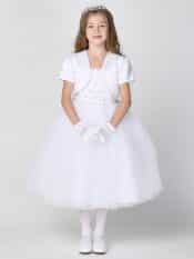 First Communion Dress Beaded satin bodice with tulle skirt