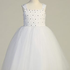 First Communion Dress Beaded with tulle skirt