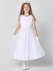 First Communion Dress Satin with Peart Accents