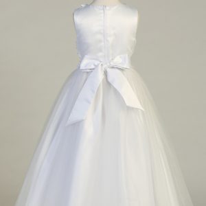 First Communion Dress Satin bodice with pearl accents Satin Bow
