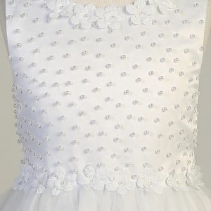 First Communion Dress Satin bodice with pearls
