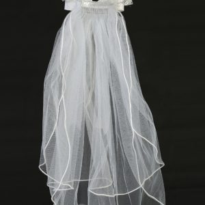 First Communion Veils Organza Flowers and Lace Ribbon